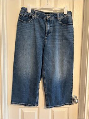 Talbots Women's Cropped Wide Leg Blue Denim Jeans - Midwash